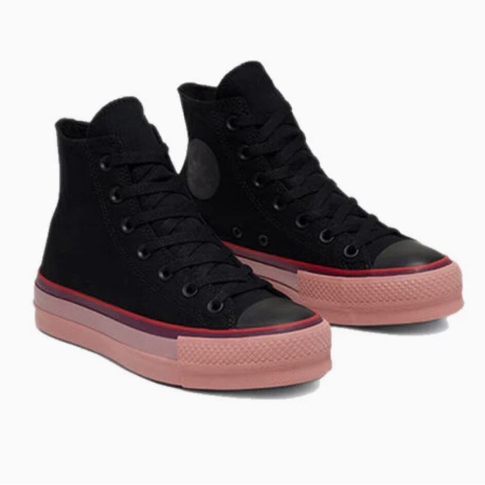 Converse Black and Pink High-Top Sneakers